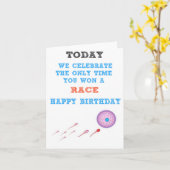 ハッピーバースデーおもしろい精子レース カード (黄色い花)