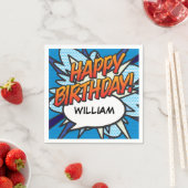 ハッピーバースデーおもしろい音声バブルパーソナライズされた スタンダードカクテルナプキン (インサイチュ)