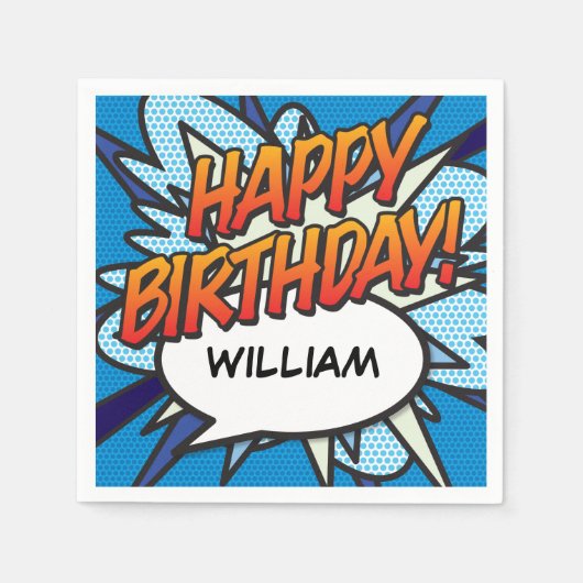 ハッピーバースデーおもしろい音声バブルパーソナライズされた スタンダードカクテルナプキン (正面)