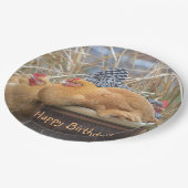 ハッピーバースデーおもしろい鶏 ペーパープレート (アングル)