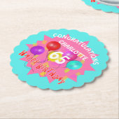 ハッピーバースデーおもしろい65番目のマイルストパーソナライズされたーン ペーパーコースター (アングル)