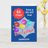 ハッピーバースデーおもしろい65番目のマイルストーパーソナライズされたン カード (黄色い花)