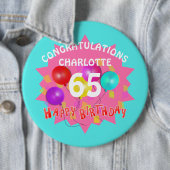 ハッピーバースデーおもしろい65番目のマイルストーパーソナライズされたン 缶バッジ (インサイチュ)