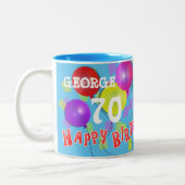 ハッピーバースデーおもしろい70番目のマイルストパーソナライズされたーン  ツートーンマグカップ (左)