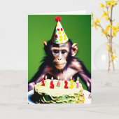 ハッピーバースデーおもしろい |モンキー カード (黄色い花)