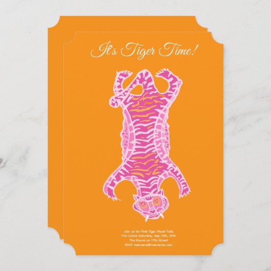 ハッピーバースデーおよび/またはカクテルピンクトラガー 招待状 (正面/裏面)