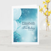 ハッピーバースデーお名前のブルーバルーン カード (黄色い花)