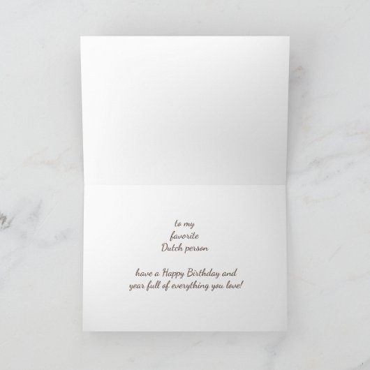 ハッピーバースデーお気に入りのなオランダ人のおもしろい カード (内部)