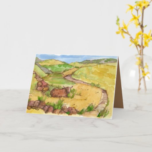 ハッピーバースデーお気に入りのガイカウボーイホースシューズ カード (黄色い花)