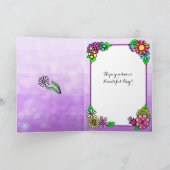 ハッピーバースデーお洒落の猫と花 カード (内部)