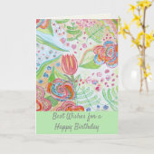 ハッピーバースデーお洒落の花 カード (黄色い花)