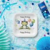 ハッピーバースデーお洒落の風船のかわいいカエル ペーパープレート (パーティー)