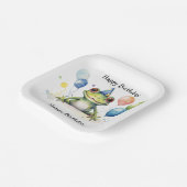 ハッピーバースデーお洒落の風船のかわいいカエル ペーパープレート (傾斜あり)