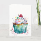 ハッピーバースデーお洒落キャンドル付きカップケーキ カード (裏面)