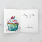 ハッピーバースデーお洒落キャンドル付きカップケーキ カード (内部)