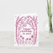 ハッピーバースデーお洒落フローラスケッチドール カード (正面)