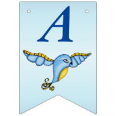 ハッピーバースデーお洒落飛んでいるかわいらしブルーバード バンティングフラッグ (第2の旗)