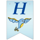 ハッピーバースデーお洒落飛んでいるかわいらしブルーバード バンティングフラッグ (第1の旗)