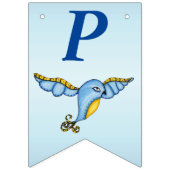 ハッピーバースデーお洒落飛んでいるかわいらしブルーバード バンティングフラッグ (第3の旗)