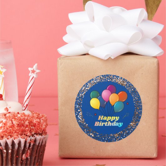 ハッピーバースデーお祝いクラシックラウンドステッカー ラウンドシール (パーティー)