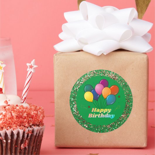 ハッピーバースデーお祝いクラシックラウンドステッカー ラウンドシール (パーティー)