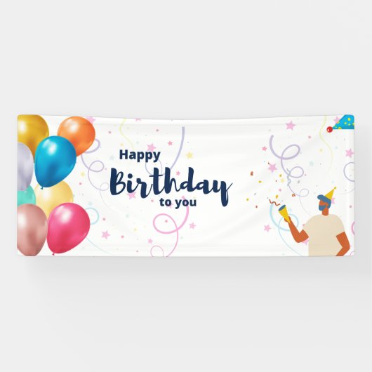 ハッピーバースデーお祝いバナー 横断幕 (横)