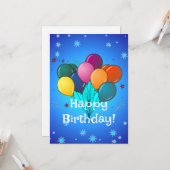 ハッピーバースデーお祝いバルーン カード (正面/裏面インサイチュ)