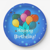 ハッピーバースデーお祝いバルーン ペーパープレート (正面)