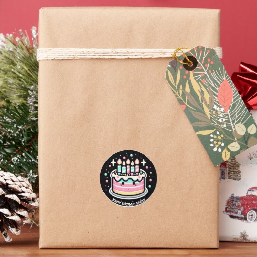ハッピーバースデーお祝いパーソナライズされたシール ラウンドシール (クリスマス)