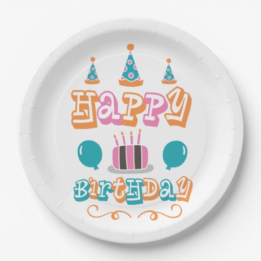 ハッピーバースデーお祝い紙プレート ペーパープレート (正面)
