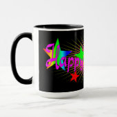 ハッピーバースデーお祝い、おもしろいおよびカラフル マグカップ (左)