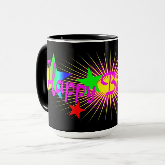 ハッピーバースデーお祝い、おもしろいおよびカラフル マグカップ (正面左)