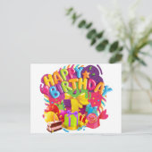 ハッピーバースデーお祝い ポストカード (スタンド正面)