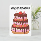 ハッピーバースデーお誕生日ケーキホリデーカード シーズンカード (スタンド正面)