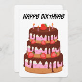 ハッピーバースデーお誕生日ケーキホリデーカード シーズンカード (正面/裏面)