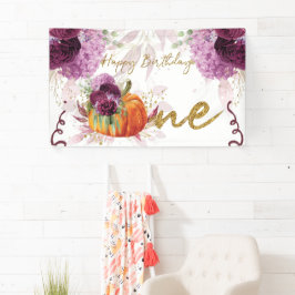 ハッピーバースデーかぼちゃブルゴーニュ花 横断幕