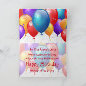 ハッピーバースデーからのバルーン付き集団 カード (内部)