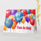 ハッピーバースデーからのバルーン付き集団 カード (黄色い花)