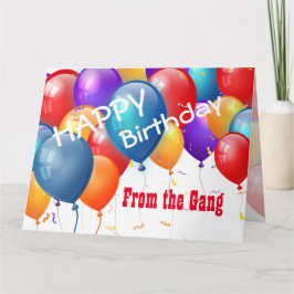 ハッピーバースデーからのバルーン付き集団 カード