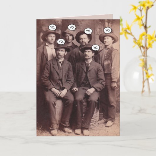 「ハッピーバースデーからの集団おもしろい」 カード (黄色い花)