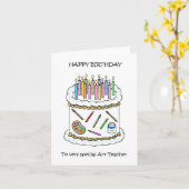 ハッピーバースデーからアート先生 カード (黄色い花)