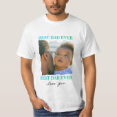 ハッピーバースデーからパパ、複数の写真コラージュ Tシャツ (正面)