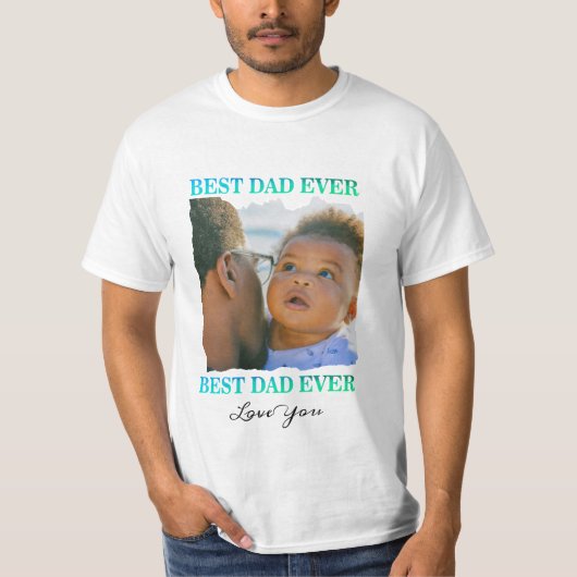 ハッピーバースデーからパパ、複数の写真コラージュ Tシャツ (正面)