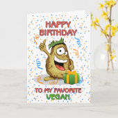 ハッピーバースデーからマイお気に入りのビーガン カード (黄色い花)