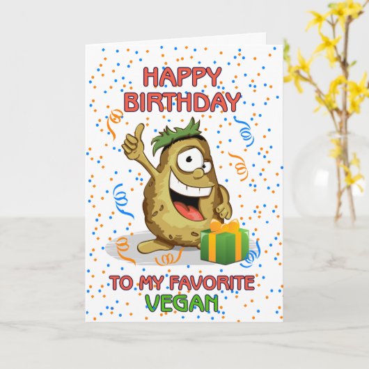 ハッピーバースデーからマイお気に入りのビーガン カード (黄色い花)