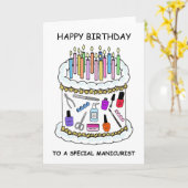 ハッピーバースデーからマニキュリストネイリスト カード (黄色い花)