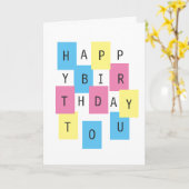 ハッピーバースデーからユーカラフルパズルブロックカスタム カード (黄色い花)