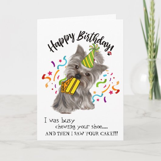 ハッピーバースデーからヨークシャーテリア仲間 カード (正面)
