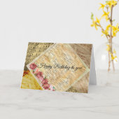 ハッピーバースデーからヴィンテージシートミュージックカード カード (黄色い花)