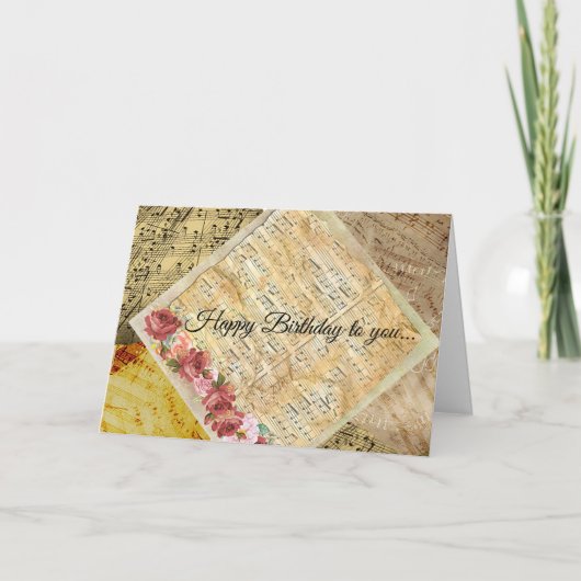ハッピーバースデーからヴィンテージシートミュージックカード カード (正面)